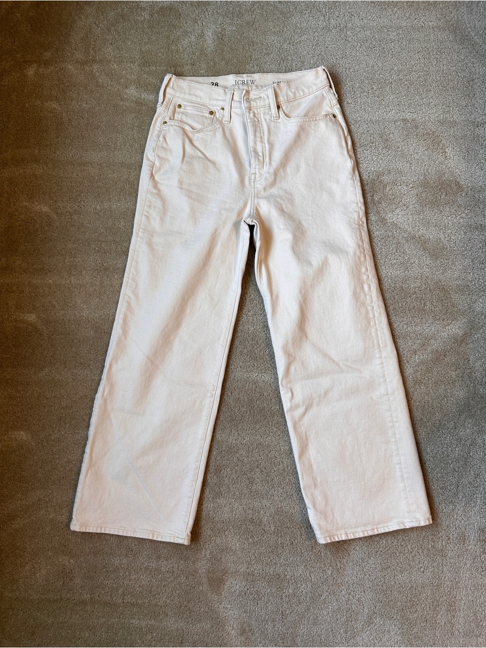 J.Crew Slim Wide Leg Jeans Ecru